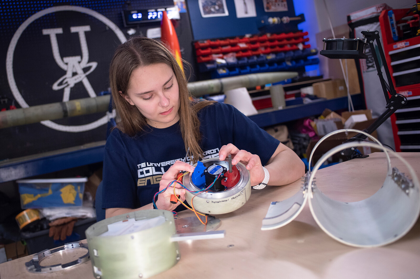 UA Engineering student working on a project